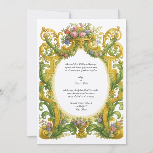 Invitación Boda Barroco Rococó (Anverso)