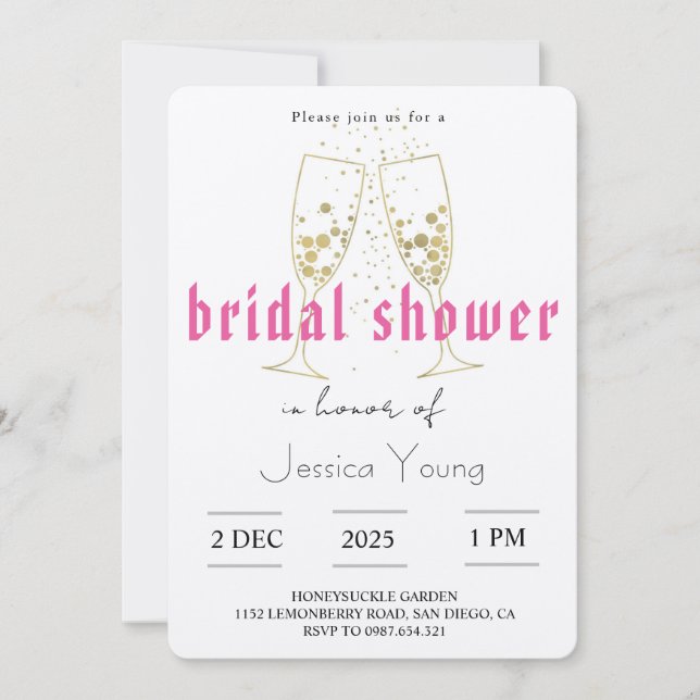 Invitación Boda Bash y llamada de cóctel nupcial (Anverso)