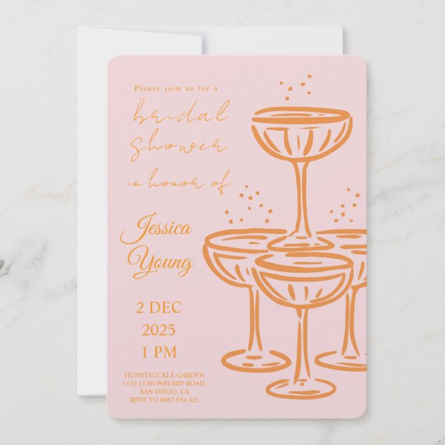 Invitación Boda Bash y llamada de cóctel nupcial (Anverso)