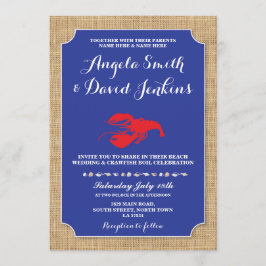 Invitación Boda Beach Burlap Crawfish Boil Lobster Invite