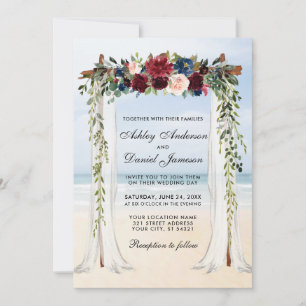 Invitación Boda Beach Canopy Watercolor Floral