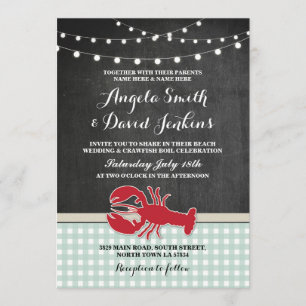 Invitación Boda Beach Chalk Crawfish Boil Lobster Invite