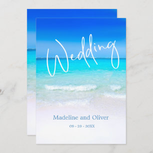 Invitación Boda Beach Ocean Blue Sand Destino moderno