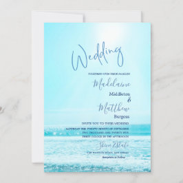 Invitación Boda Beach Ocean Scene Blue Modern Stylish