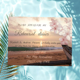 Invitación Boda Beach Sunset, Cena de Ensayos Plumeria