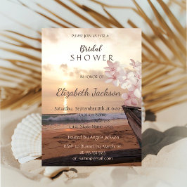 Invitación Boda Beach Sunset, ducha Plumeria Bridal