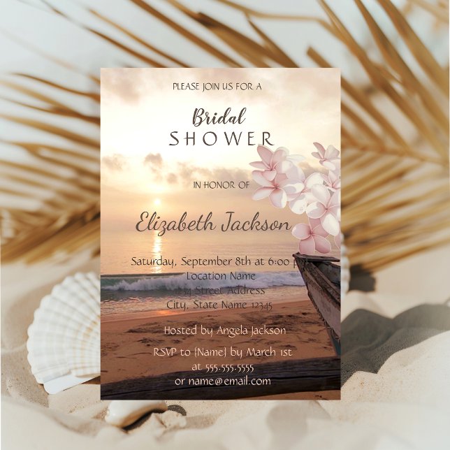Invitación Boda Beach Sunset, ducha Plumeria Bridal (Subido por el creador)