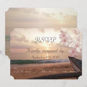 Invitación Boda Beach Sunset, Plumeria RSVP