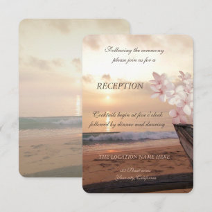 Invitación Boda Beach Sunset, Recepción Plumeria