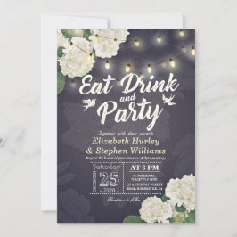 Invitación Boda BEBIDA Y Fiesta Hydrangeas Luz de cuerdas