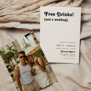 Invitación Boda Bebidas Gratis Chic Moderno Retro