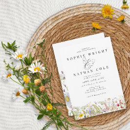 Invitación Boda Beige Boho de verano con flores silvestres de