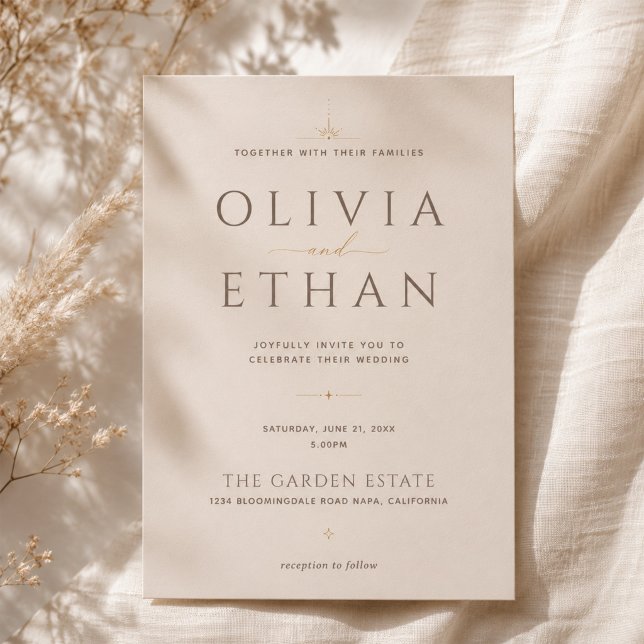 Invitación Boda beige champán editorial moderna (Subido por el creador)