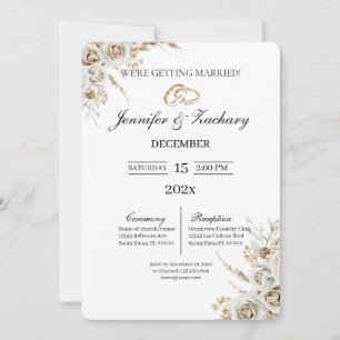 Invitación Boda beige con bouquet