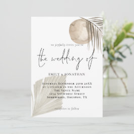Invitación Boda Beige de Boho Pampas moderno