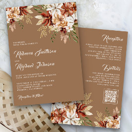 Invitación Boda Beige de Boho Terracotta Floral Flor silvestr