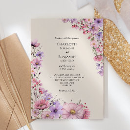 Invitación Boda Beige de flor silvestre moderna