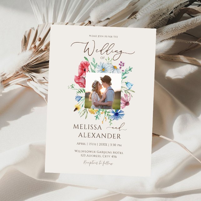 Invitación Boda beige de flores del jardín de flores silvestr (Subido por el creador)