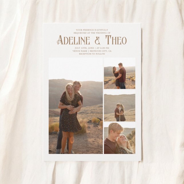 Invitación Boda Beige de foto elegante vintage (Subido por el creador)