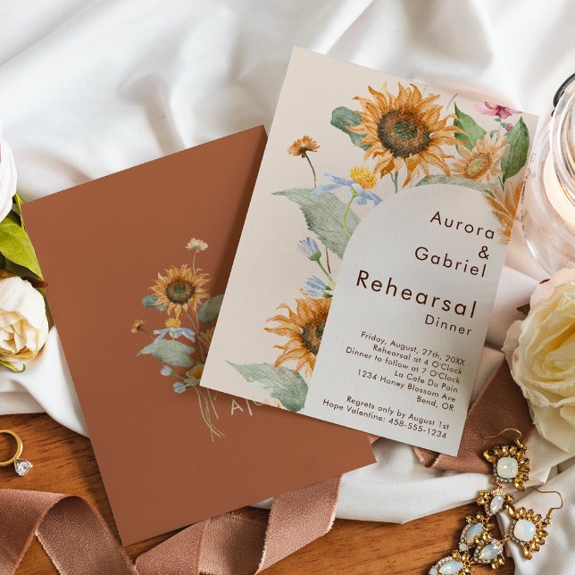 Invitación Boda beige de girasol ruso para la cena (Subido por el creador)