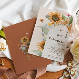 Invitación Boda beige de girasol ruso para la cena
