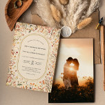 Invitación Boda beige de otoño rústico vintage<br><div class="desc">Este diseño de la invitación a la Boda beige de la otoño rústica vintage presenta una paleta base eterna neutra de color beige y oro con delicados adornos coloridos de ramas doradas y bonitos florales otoñales con hojas suavemente caídas en rojo, cobre, rosa polvoriento, naranja quemado, terracota y florece el...</div>