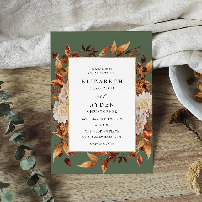 Invitación Boda Beige Fall 2 - Verde (Subido por el creador)
