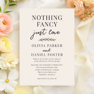 Invitación Boda Beige Marfil Nada Lujoso Solo Amor