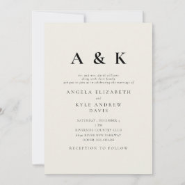 Invitación Boda Beige monograma moderno