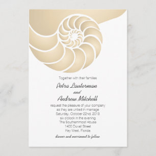 Invitación Boda beige Nautilus Shell Beach