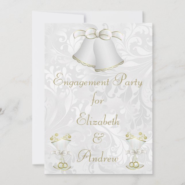Invitación Boda Belces romántica y flautas de champán (Anverso)