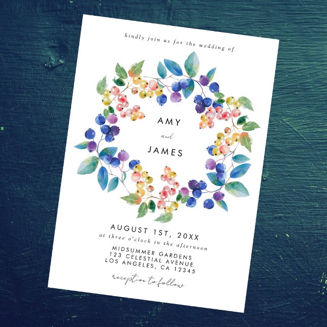 Invitación Boda Berry de color de agua (Subido por el creador)