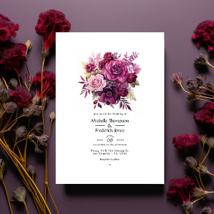 Invitación Boda Berry Floral Profundo