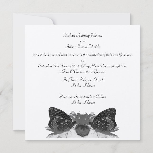 Invitación Boda Besos de Mariposa (Anverso)