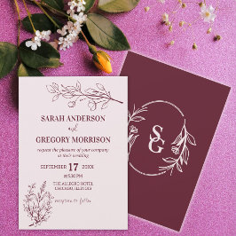 Invitación Boda Bicolor simple Boho Floral