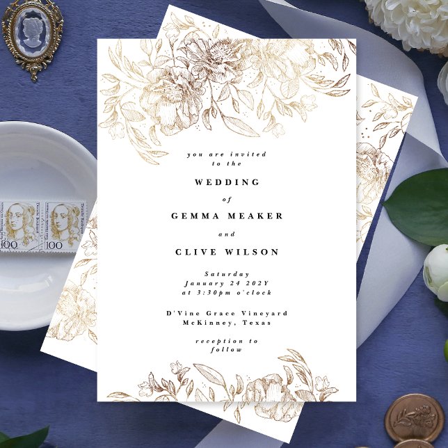 Invitación Boda Big Elegant Gold Florals (Subido por el creador)