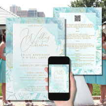 Boda bilingüe del ORO BLANCO VERDE AZULADO, inclui