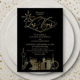Invitación Boda Black and Gold de Las Vegas