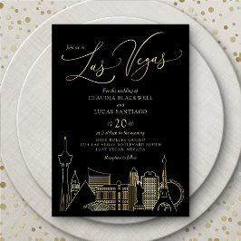 Invitación Boda Black and Gold de Las Vegas