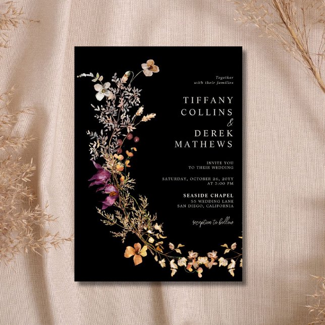 Invitación Boda Black Boho Wildflower (Subido por el creador)