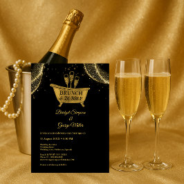 Invitación Boda Black Gold Brunch y Bubbly