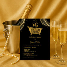 Invitación Boda Black Gold Brunch y Bubbly