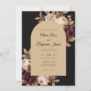 Invitación Boda Black Merlot Bloom