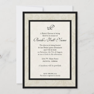 Invitación Boda Black n Cream Fleur de Lis Damask