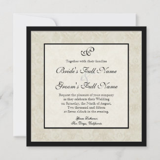 Invitación Boda Black n Cream Fleur de Lis Damask