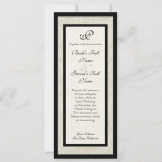 Invitación Boda Black n Cream Fleur de Lis Damask