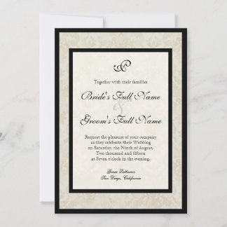 Invitación Boda Black n Cream Fleur de Lis Damask