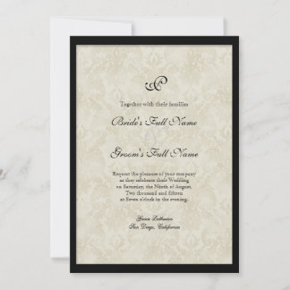 Invitación Boda Black n Cream Fleur de Lis Damask