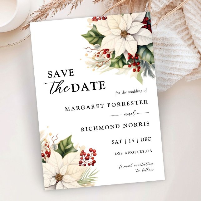 Invitación Boda Blanca De Los Berias Rojas De La Poinsettia B (Subido por el creador)