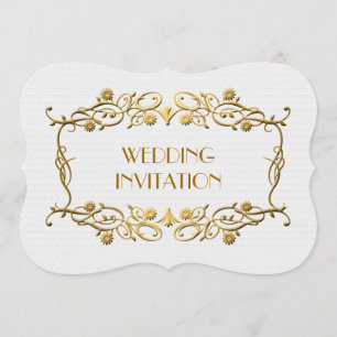 Invitación Boda blanca de marfil del Relieve metalizado